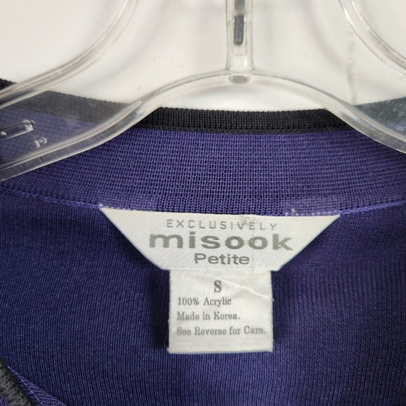 Exclusively Misook Sweater Womens Small Black Purple V-Neck Long Sleeve Knit - Picture 5 of 10